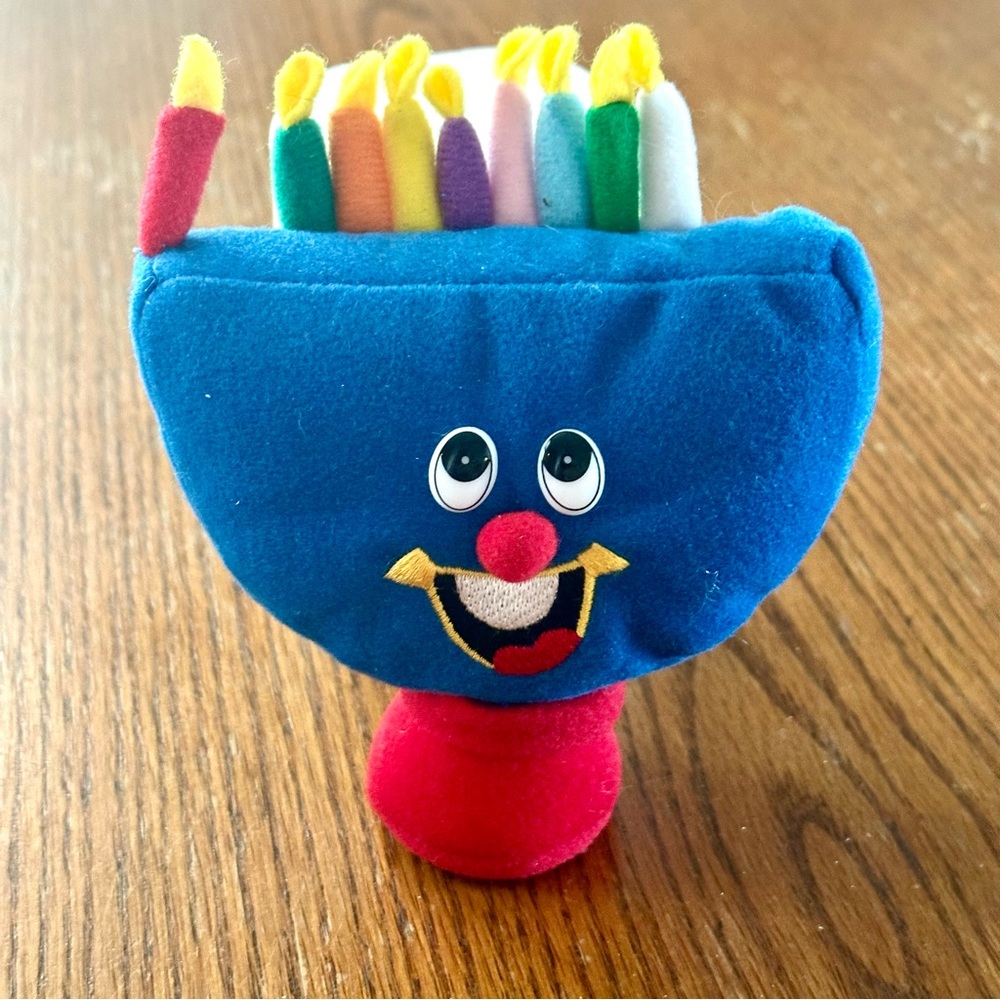 Vintage Aviv Judaica Colorful Plush Menorah Toy 1999